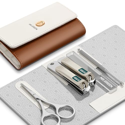 MR.GREEN Colorful Manicure Set Practical Pedicure Kits Nail Clippers Personal Care Tools Facial Hair Scissors with Fashion Case (Mr-6685 Brown) Mr-6685 Brown