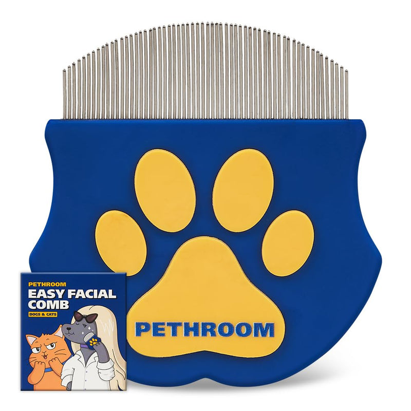 [PETHROOM] Easy Facial Comb | Pet Eye Booger Remover Comb for Cats and Dogs | Round Head Fine-Tooth Metal Comb for Tear Stains | Stainless Steel Cleaner and Grooming Tool | Dog eye comb - BeesActive Australia