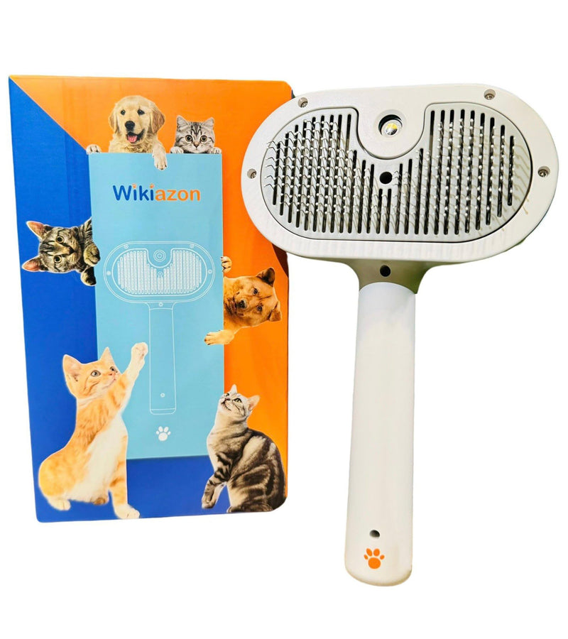 4 In 1 Cat Steam Brush, Self Cleaning, Anti Static Shedding Spray Comb, Hair Removal, Mist Indoor Steamy Grooming Brush for Dog, Water Spritz Defur with Steamer Cloud Para Gatos (White Pro) White Pro - BeesActive Australia