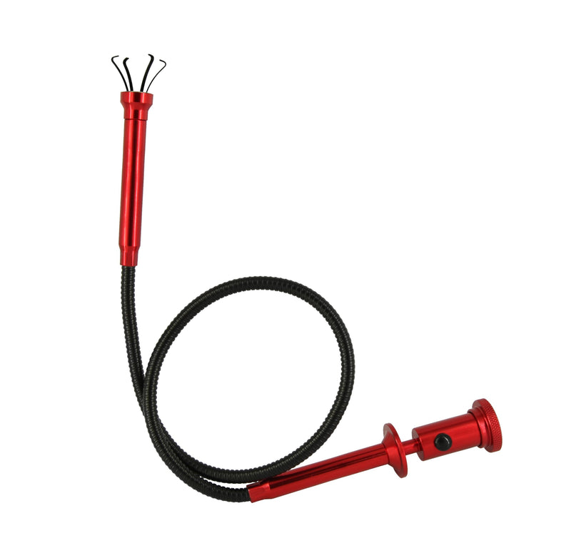 Flexible Claw Pickup Tool with Magnet Tool Flexible telescoping Claw led Light Grabber Extend，Long 28'' Four Claw 4-Claw for Small Parts Pickup Reacher Tool for Mechanics,Jewelry,Kids,etc. (Red) Red