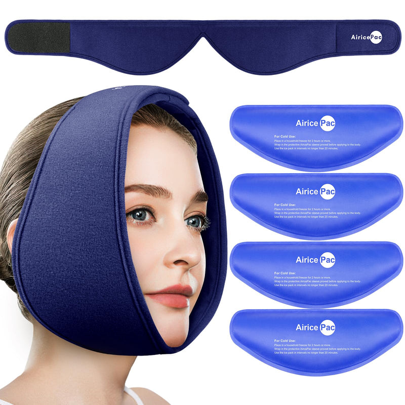 Wisdom Teeth Ice Pack Head Wrap, Face Ice Pack for Jaw Oral Surgery Pain Relief for TMJ, Teeth Removed, 4 Cold Therapy Gel Packs Reusable, Blue 1.0 - BeesActive Australia