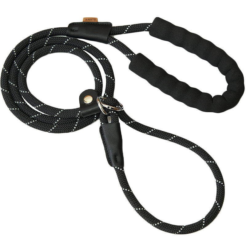 Slip Lead Dog Training Leash, Comfortable Padded Handle, Strong Rope for Large, Medium Dogs, No Pull Leash with Reflective Thread (Black, Small(1/4" - 6FT) Small(1/4" - 6FT） Black - BeesActive Australia