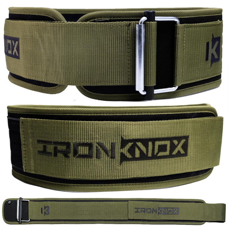 Premium Weight Lifting Belt, 4 Inch Weight Belt for Men and Women with Self Locking Metal Buckle for Maximum Support, Weightlifting Belt for Squat or Deadlift, Durable Gym Belt for Men Medium Olive Green
