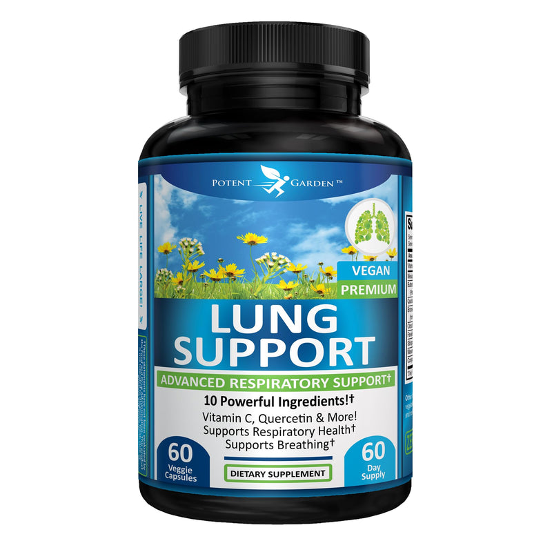 Potent Garden Lung Support – 10-Ingredient Respiratory Wellness Formula with Vitamin C, Quercetin & Herbal Blend – Daily Lung & Immune Support – Vegan Capsules, 60 Count (60-Day Supply)