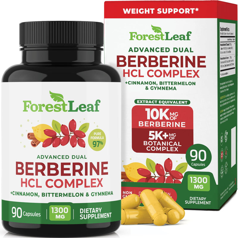 Berberine Supplement 1300mg per Serving- 97% Tested Ultra High Potency Berberine HCl with Ceylon Cinnamon, Bitter Melon & Gymnema, 10:1 Extract Berberis Supplements, Weight Management, 90 Veggie Caps 90 Count (Pack of 1)