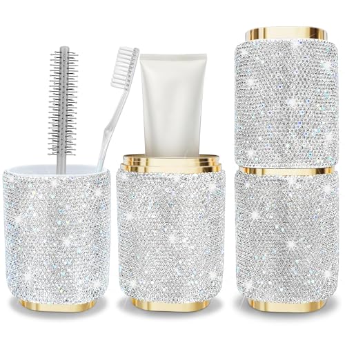 SlowVibes Bling Toothbrush Travel Case with Mouthwash Cup