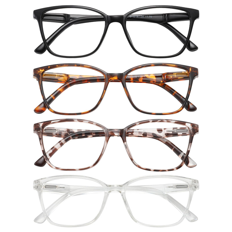 Przene 4 Pack Blue Light Blocking Reading Glasses,Readers for Women and Men with Spring Hinge Mixed Color-c7 2.0 x