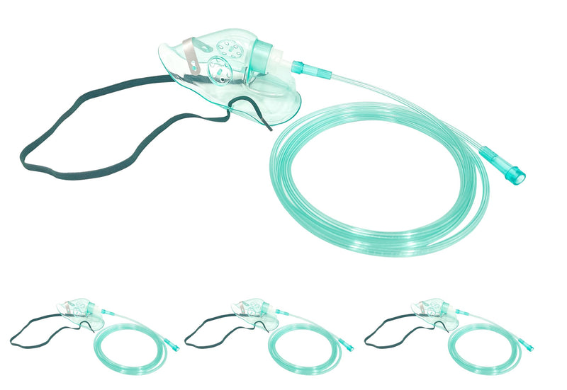 3 Packs Pediatric Standard Oxygen Mask with 6.6' Tubing and Adjustable Elastic Strap Size M M-3pack - BeesActive Australia