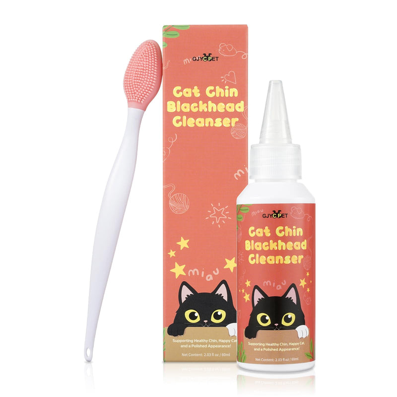 Cat Chin Care Kit: Blackhead Cleanser & Clean Brush Combo - Gentle Skincare for Feline Chin Acne Relief & Clearer Skin, 2.03(fl oz) - BeesActive Australia