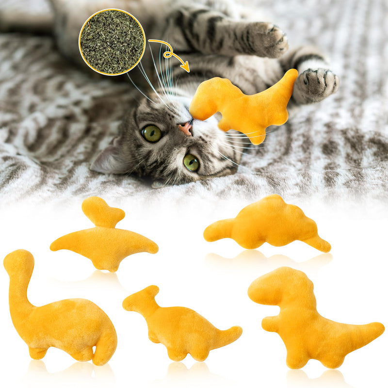 MALLMALL6 Catnip Toys for Cat - 5Pcs Dino Nuggets Cat Toys, Dinosaur Chicken Nugget Catmint Interactive Gift for Indoor Cats, Plush Golden Cat Supplies, Chew Cat Toy Set, Cute Pet Gifts for Cat Lover - BeesActive Australia