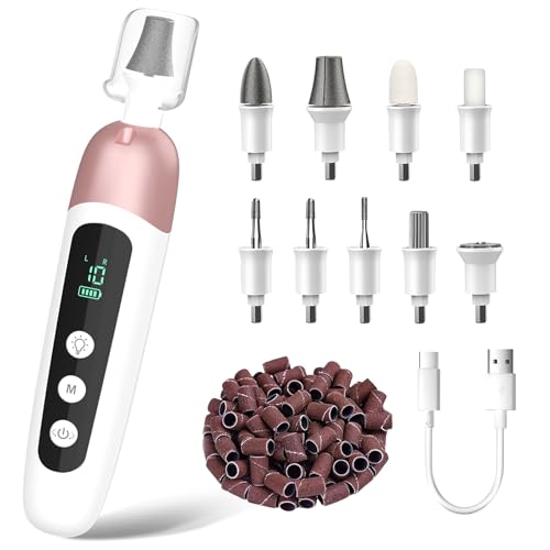 Cordless Electric Nail File Set, Professional Manicure Pedicure Kit with Memory Modes, 10 Speed Portable Nail Drill Machine, Pedicure Tools for feet, Hand Foot Care Tool for Thick Nail Toenail Cuticle Pink-Standard