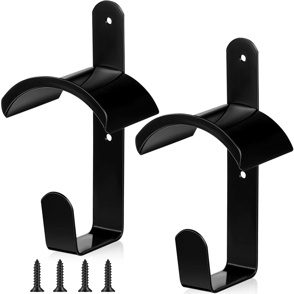 2 Counts Horse Bridle Rack Black Bridle Holder with Hook and 4 Screws Wall Mount Bridle Hooks Metal Bridle Bracket for Horse Barn Tack Room Stall Storage Horse Race Derby Day Supplies