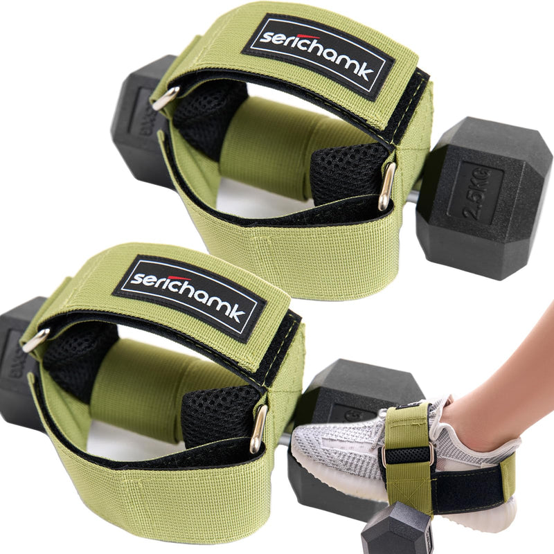Feet Dumbbell Attachment,Tibialis Trainer, Feet Weight Lifting Dumbbell Ankle Strap,Leg Lift Exercise Equipment Army Green-2pcs