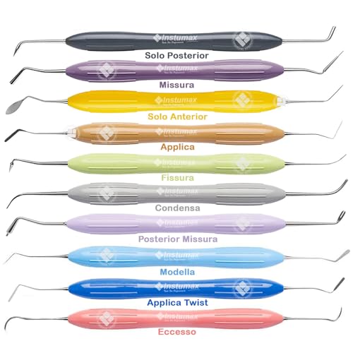 Dental Composite Placement Filling Instruments Set – Silicone Handle Restoration Plugger/Spatula – Resin Application & Tooth Restoration Kit 10 Pcs