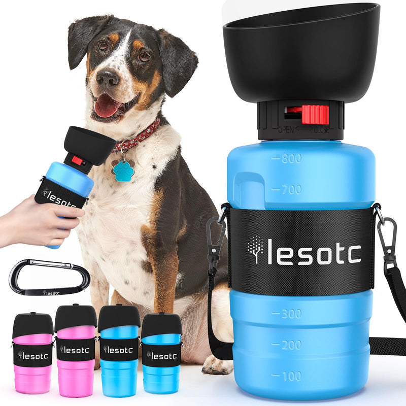 lesotc 2024 Upgraded Dog Water Bottle, 28oz/800ml Portable Dog Water Bottle Travel Water Bowl, Leak Proof Foldable Pet Water Bottle Dog Travel Water Bottle, Blue 800ml - BeesActive Australia