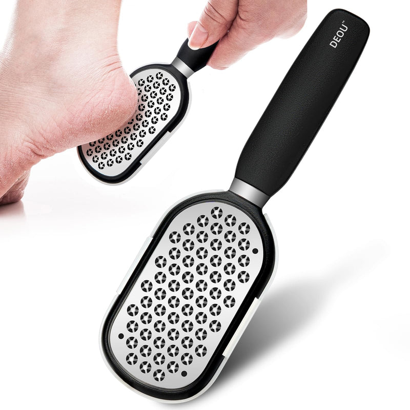 DEOU Metal Foot File SStainless Dead Skin Callus Remover for Dead Skin Professional Secure Foot Scrubber Heel Scraper Cracked Heels Repair Pedicure Tools for feet Black - BeesActive Australia