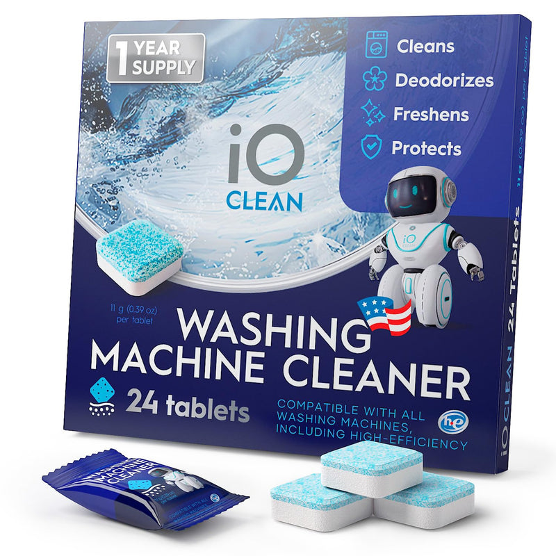 Washing Machine Cleaner and Descaler Tablets 24 Pcs - Deep Clean and Descaling for HE Front and Top Loaders Washer - High-Efficiency Tablets for a Fresh, Spotless Laundry, Remove Odor - 1 Year Supply - BeesActive Australia