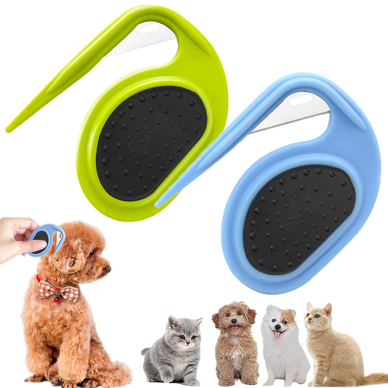 2PCS Pet Knotting Comb, 2024 New Grooming Knife for Long-Haired Pets, 3 In1 Multifunctional Dog Comb, Cat Brush Hair Clipper, For Removing Tangled and Loose Hair (Blue and Green) - BeesActive Australia