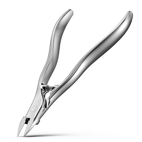 FERYES Podiatrist Straight Blade Toenail Clippers for Seniors - 4.4inch Stainless Steel Long Handle Toe Nail Clippers, Precision Trimming for Thick & Ingrown Nails 4.4 Inch Straight Silver