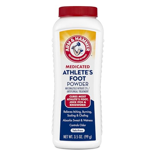 Arm & Hammer Medicated Athlete's Foot Powder, Antifungal Treatment, 3.5 oz 3.5 Ounce (Pack of 1)