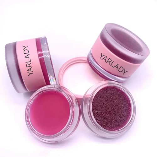 Lip Mask - Overnight shea Butter Lip Scrub with shea Butter to nourish and moisturize cracked lips, care moisturizer - Sleep lip Balm Grape Lip Scrub and Cherry Lip Mask