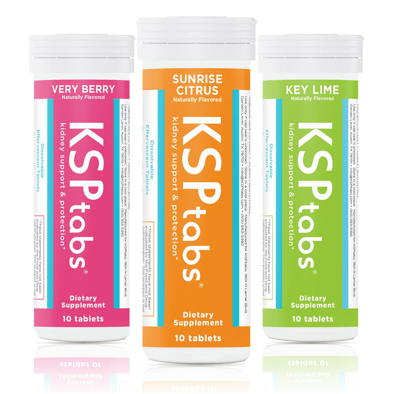 Trial Pack All Natural Hydration & Kidney Health Supplement to Combat Calcium Oxalate Crystal Formation - Berry, Lime, Citrus -3 Pack Mixed