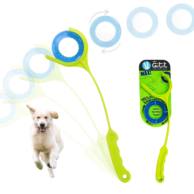 Gitit MAX! - Launcher + Ring, Epic Fetch Dog Toy, Slobberless/Clean Hands Loading, for Medium to Large Dogs - BeesActive Australia