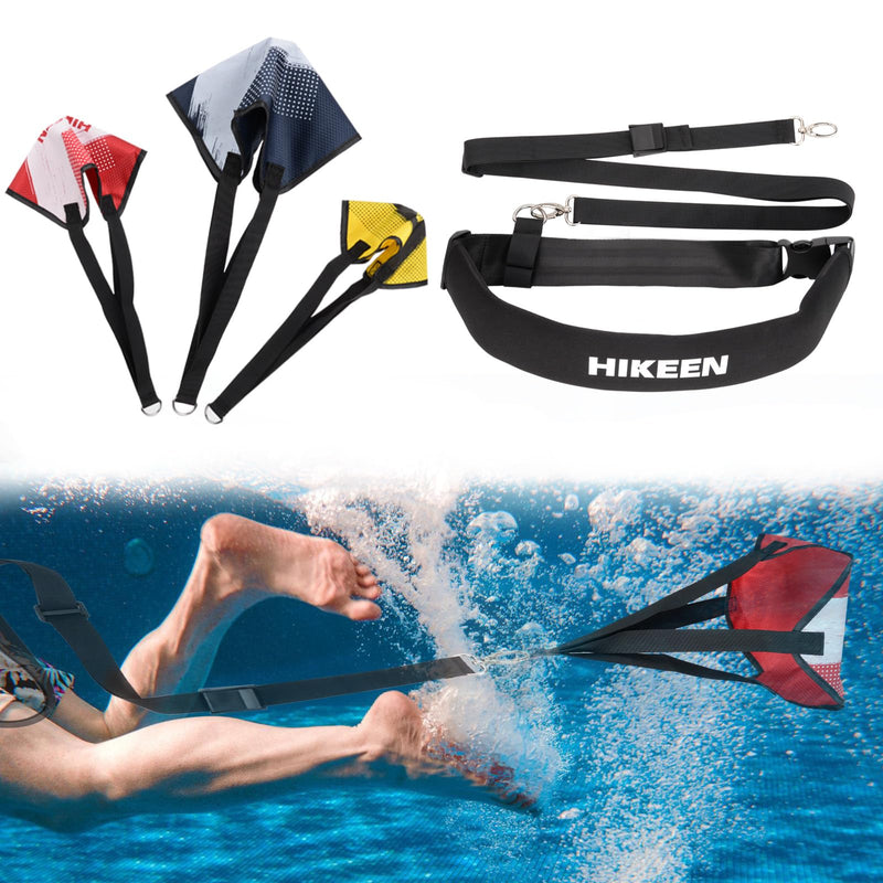 Hikeen Swimming Parachute Resistance Set Training Equipment with 3 Parachute & Adjustable Length Swim Belts for Adults 1 Set