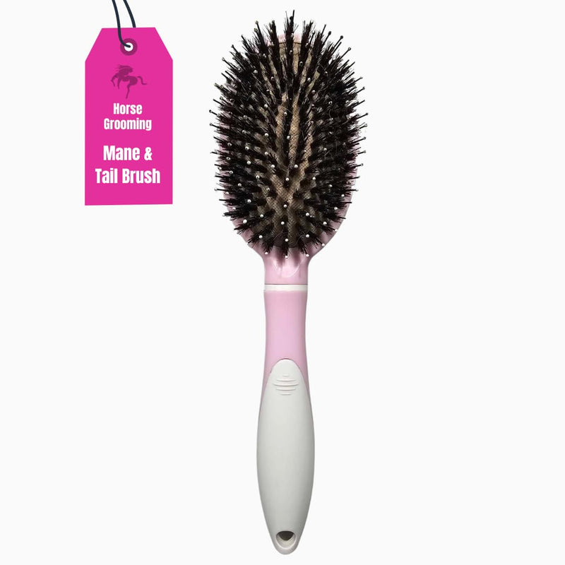 Mane & Tail Horse Grooming Brush, Natural Bristles & Nylon Pins, Detangles & Conditions Thick, Curly or Fine Equine Hair - BeesActive Australia