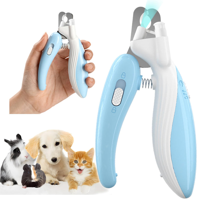 Cat Dog Pet Nail Clippers with Light, Llluminates Cat Dog Nails Or Bloodline, Safety Pet Nail Clipper for Dogs, Cats, Rabbits, Sharp, No Nail Splitting(Blue) Blue - BeesActive Australia