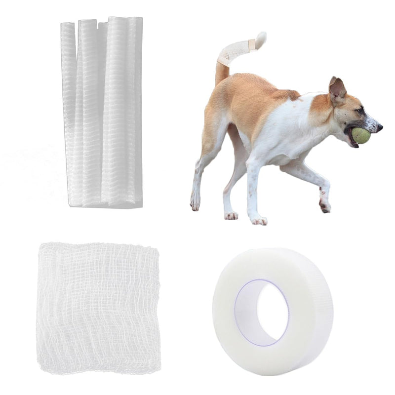 16pcs Dog Tail Protector Dog Ends Starter Pack with Self-Adhesive Pet Bandage Wrap Dog Tail Mesh Dressing Cover Breathable Patch Dog Bandages for Wounds of Dogs Cat Animals - BeesActive Australia