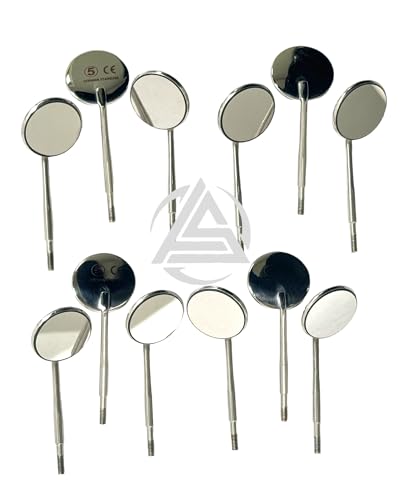12pcs Box of Dental Mouth Mirrors #5 (24mm) Rhodium Coated Front Surface Diagnostic Dental Mouth Mirror - Intraoral Dental Mirror Cone Socket Oral Mirror - Stainless Steel