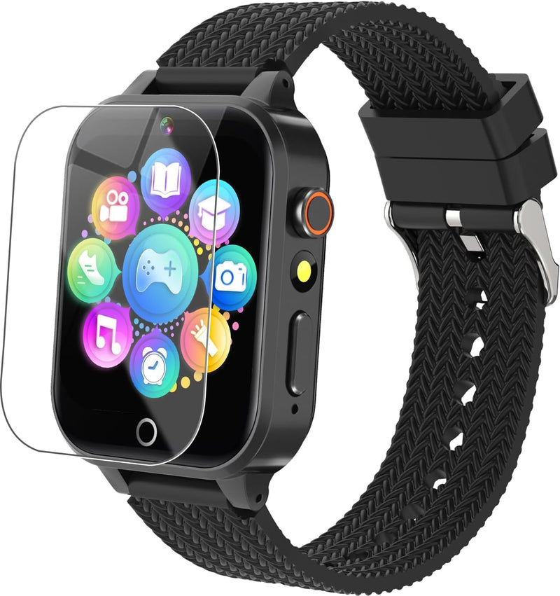 Tywop Smart Watch for Kids Girls Age 3-12 with 26 Puzzle Games HD Video Camera Touchscreen Music Player Learning Cards Storybook Pedometer Metal Case Kids Watch Toy Birthday Gifts Black - BeesActive Australia