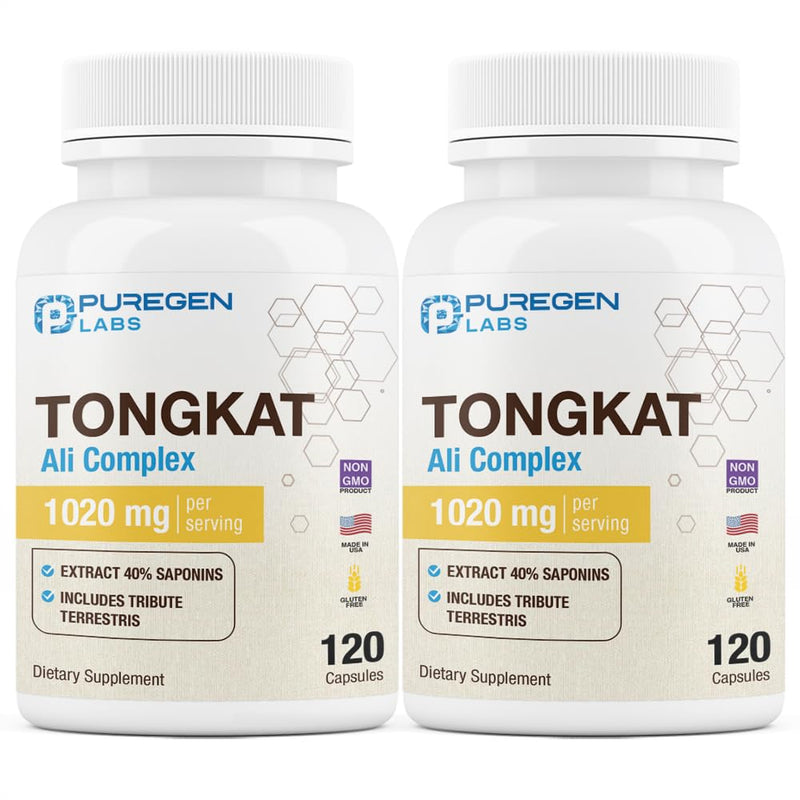 Puregen Labs Tongkat Ali Extract 200 to 1 for Men, 1020mg per Serving, [High Potency] Total 240 Capsules - Men's Health Support with 20mg Tribulus Terrestris | Non-GMO, Gluten Free, Made in USA 2 - BeesActive Australia