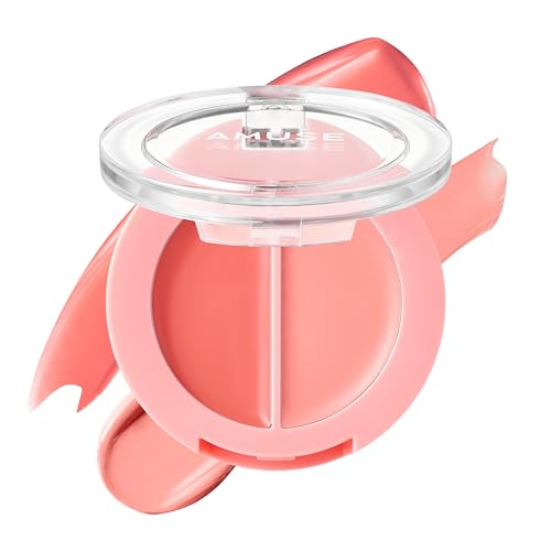AMUSE SEOUL Lip and Cheek Healthy Balm (01 BOKSOONGA) - Multiuse Buildable Cream & Balm Blush, Glossy Creamy Texture, Natural Flush, 2 Colors, Lightweight, Vegan, Korean Beauty Makeup 01 BOKSOONGA BALM