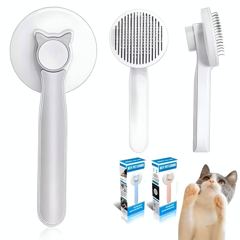 Versatile Pet Grooming Brush - Gently Removes Loose Undercoat, Suitable for Cats and Dogs, Ideal for Massage (Gray) Gray