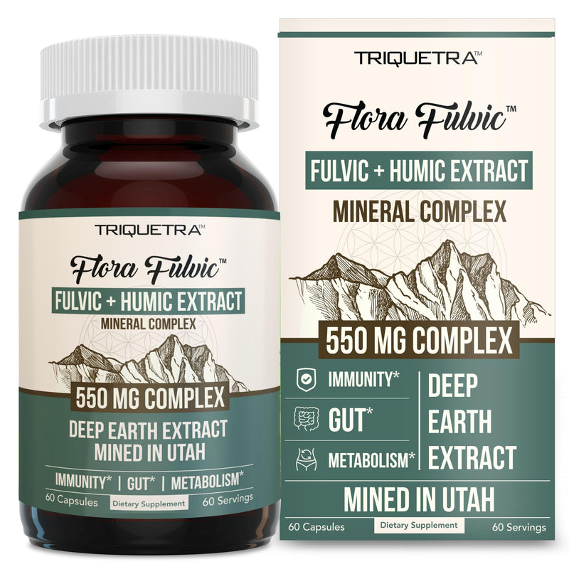 Flora Fulvic | Fulvic Acid + Humic Acid Complex – 550 mg |Mined in Utah, Prehistoric Deep Earth Extract | Immunity, Gut, Digestion – Natural Trace Mineral Complex, Fulvic Acid Supplement – 60 Capsules - BeesActive Australia