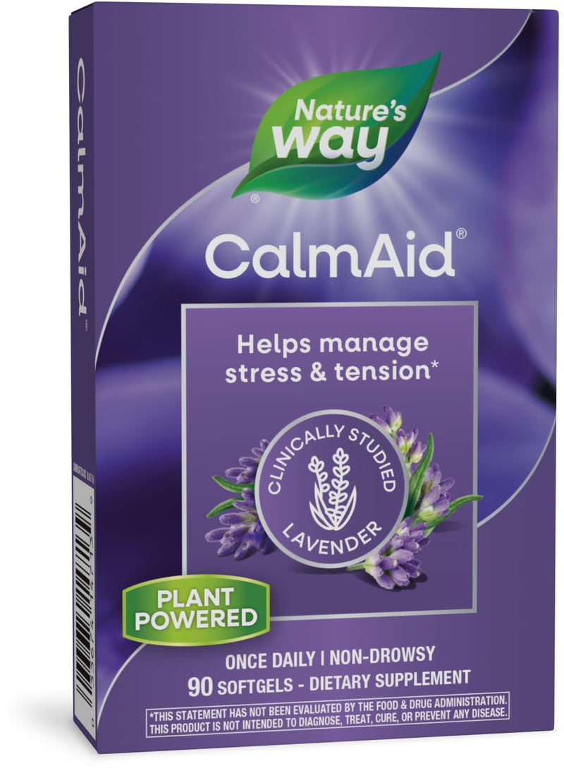 Nature's Way CalmAid, Helps Manage Stress and Tension, Clinically Studied Lavender, Non-Drowsy, 90 Softgels 90 Count (Pack of 1) - BeesActive Australia