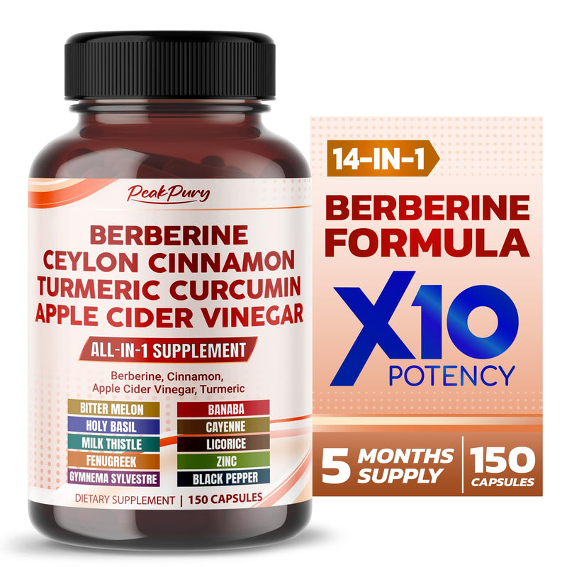 Berberine 8000mg Cinnamon 6000mg Apple Cider Vinegar 3000mg Turmeric 3000mg - Overall Wellness Support- Made in USA 150 count (pack of 1) - BeesActive Australia