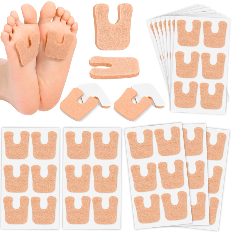 Jollidecor Callus Cushions U Shaped Felt Callus Pads Self Adhesive Foot Pads, 72Pcs Keep Calluses from Rubbing on Shoes Adhesive Pads for Men and Women, Brown 72pcs U-shape Beige - BeesActive Australia
