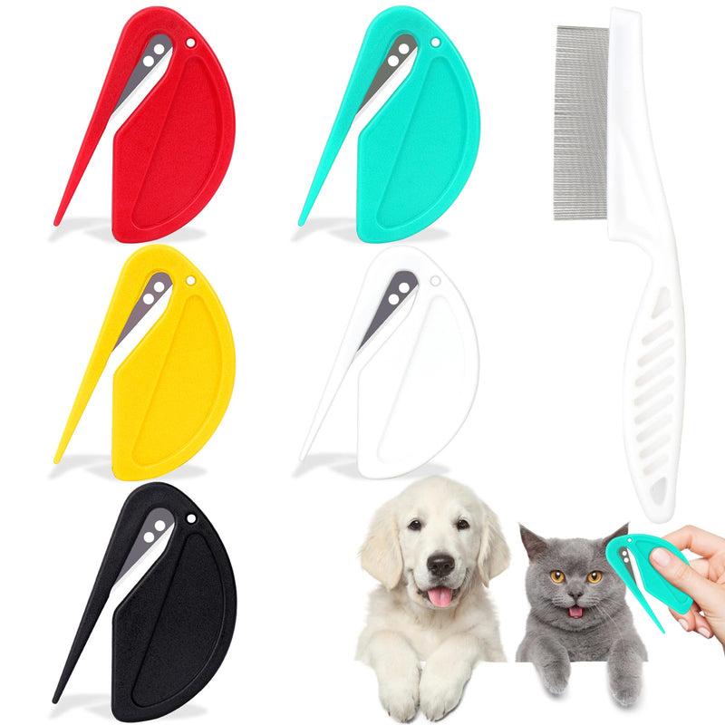 5 Pcs Knotting Comb for Cats + Grooming Combs, Pet Knotting Comb for Dog, Pet Hair Removal Tool, Cat Matted Fur Remover Sets - BeesActive Australia