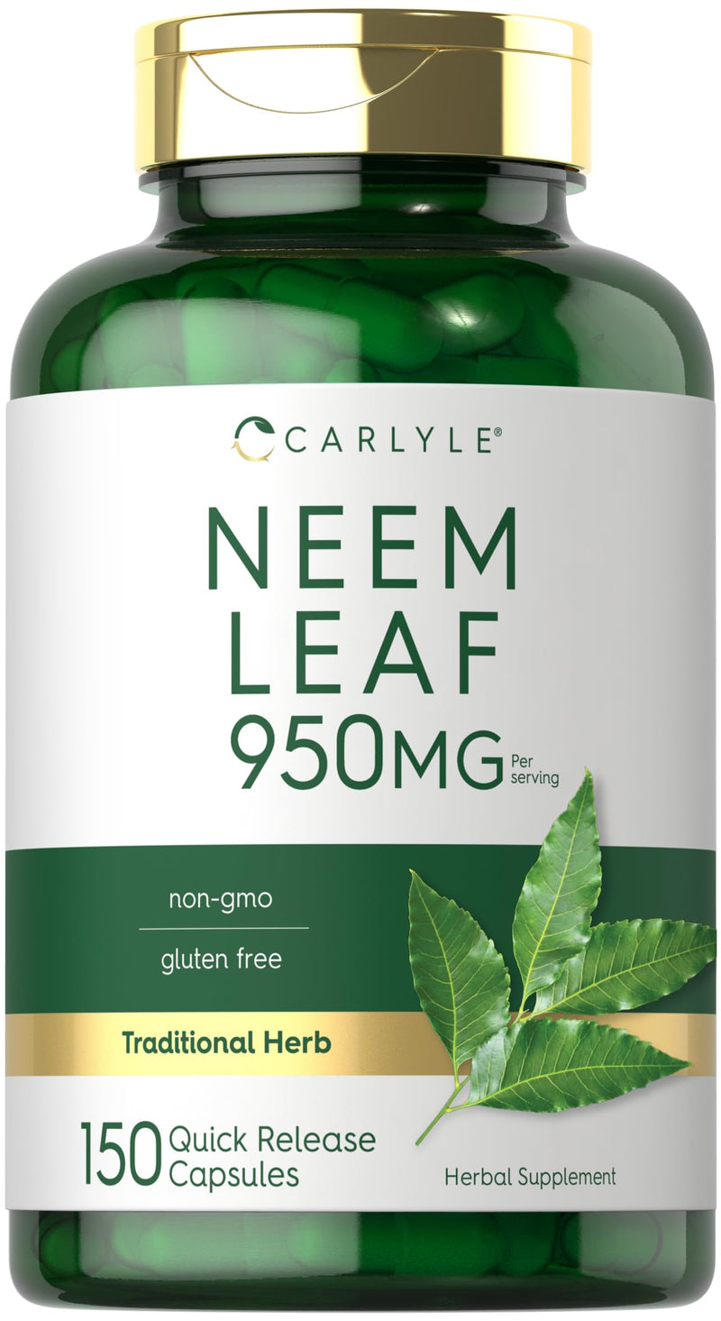 Carlyle Neem Leaf | 950mg | 150 Powder Capsules | Non-GMO and Gluten Free Formula | Value Size | Traditional Herbal Supplement | Azadirachta Indica 150 Count (Pack of 1) - BeesActive Australia