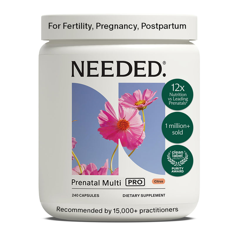 Needed. Prenatal Multivitamin with Citrus Scent Insert, 30 Day Supply | Complete Prenatal Multi For Before, During, & After Pregnancy, 26 Optimal Nutrients Including Choline, Vitamin B, & Folate 240 Count (Pack of 1) Citrus Insert