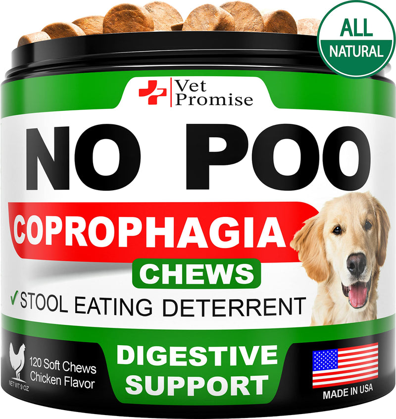 Vet Promise No Poo Chews for Dogs - Coprophagia Stool Eating Deterrent for Dogs - Prevent Dog from Eating Poop - Stop Eating Poop - Probiotics & Digestive Enzymes Supplement - Made in USA Probiotic No Poo Treats No Poo Treats - 120 Ct - BeesActive Australia