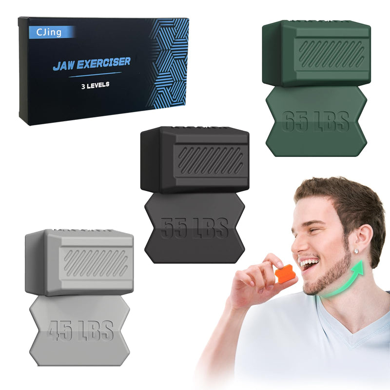Jaw Exerciser for Men & Women-Double Chin Reducer Eliminator-Silicone Jawline Exerciser Tablets-Powerful Jaw Trainer for Beginner, Intermediate & Advanced Users(Black,Gray,Green) - BeesActive Australia