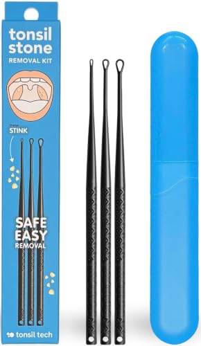 Tonsil Tech Tonsil Stone Remover Tool - Tonsil Stones Removal Kit - Made in USA Small, Medium, & Large Black