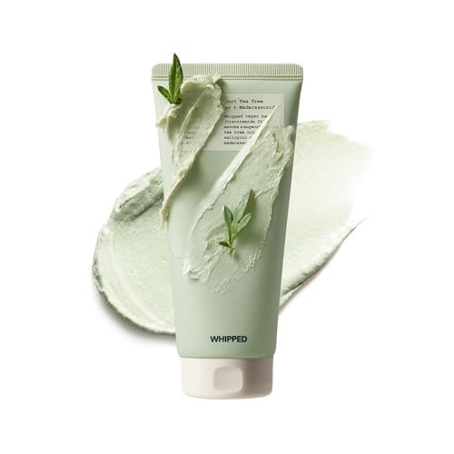 Whipped Korean Skincare Face Wash, Doubles as a Face Mask, Mugwort Tea Tree, Deep Cleansing Vegan Facial Cleanser for Oily Skin and Pore Care with Matcha, Centella Asiatica, Niacinamide