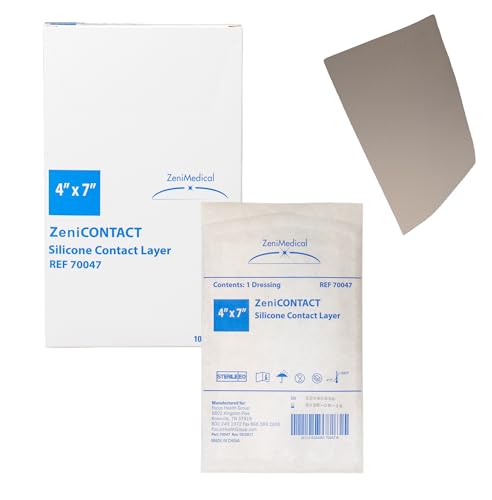 ZeniContact (4" x 7") Silicone Contact Wound Dressing, Sterile, 100% Open Mesh Non-Adhering Dressing, Can be Cut to Shape, Flexible & Soft, Primary Dressing, 10/Box