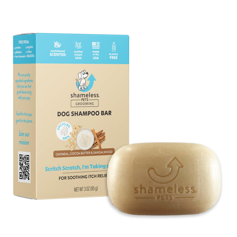 Shameless Pets Dog Shampoo for Itchy Skin, Sandalwood Scent, Made with Aloe Vera, Honey, Vitamin E, and upcyled Oats, Plastic-free - BeesActive Australia