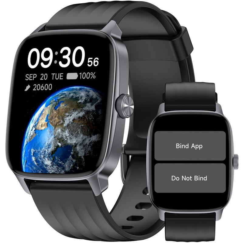 Pedometer Watch No APP/Phone Required, Waterproof Fitness Tracker Watch with Heart Rate Monitor, Large Screen with Pedometer, Sleep Tracking, Calories & Step Counter, Smart Watches for Women Men Black